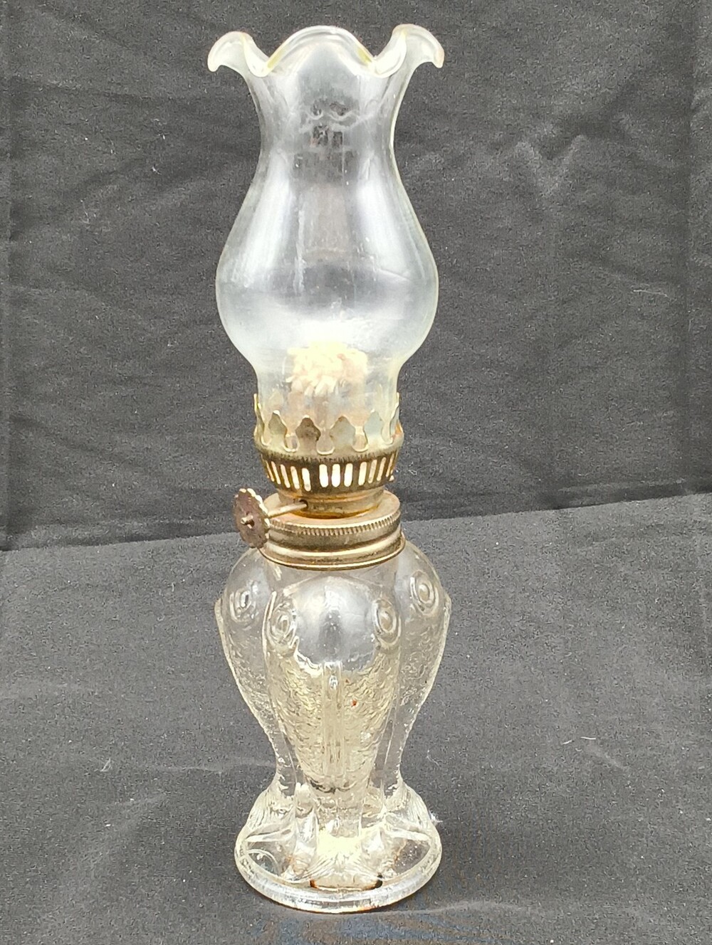 Vintage Miniature Kerosene 3 Fish Glass Lamp